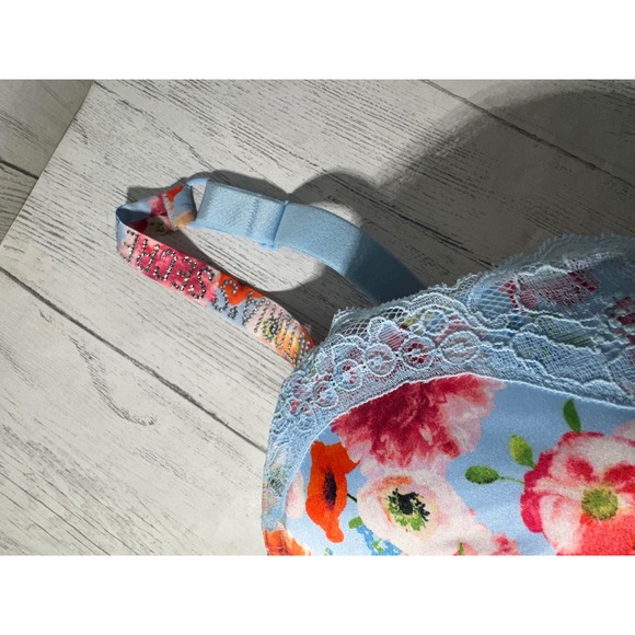 Victorias Secret Very Sexy Shine Strap Push Up Bustier Floral Blue 38DD - Picture 4 of 5